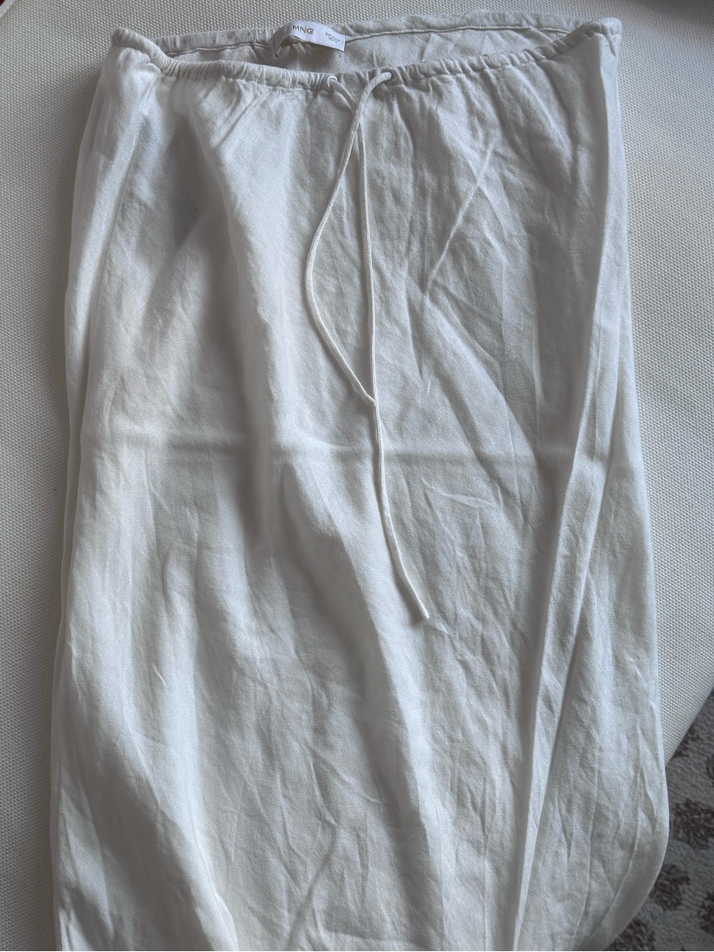 Mango White Drawstring Maxi Skirt